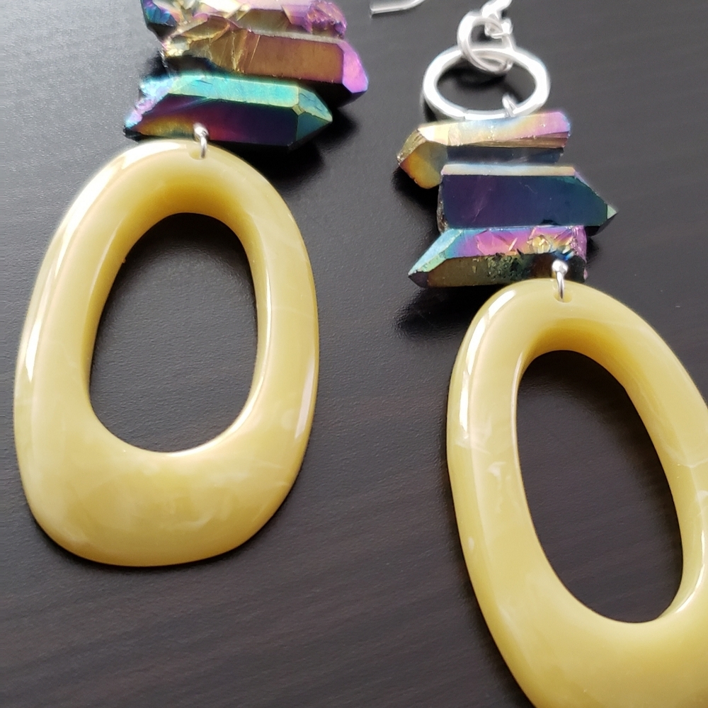Handcrafted druzy quartz earrings